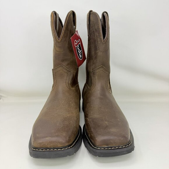 Justin Boots Water Buffalo Square Toe Boots Brown Men’s Size 8.5 D main image 5